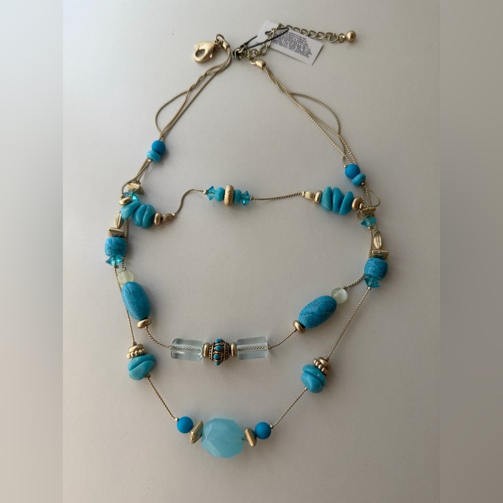 Chico's Turquoise and Gold Layered Necklace